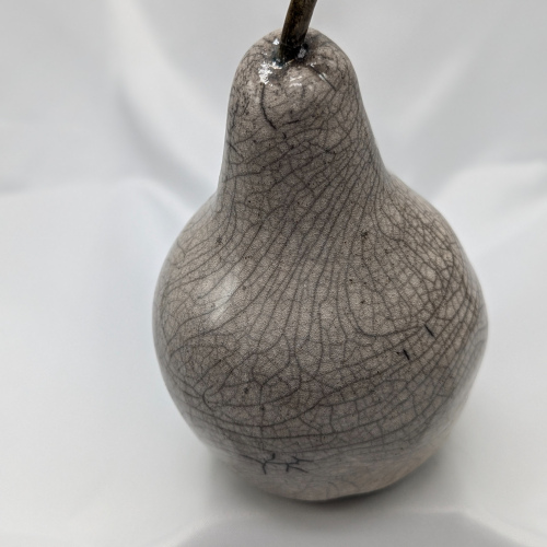 White Crackle Raku Pear