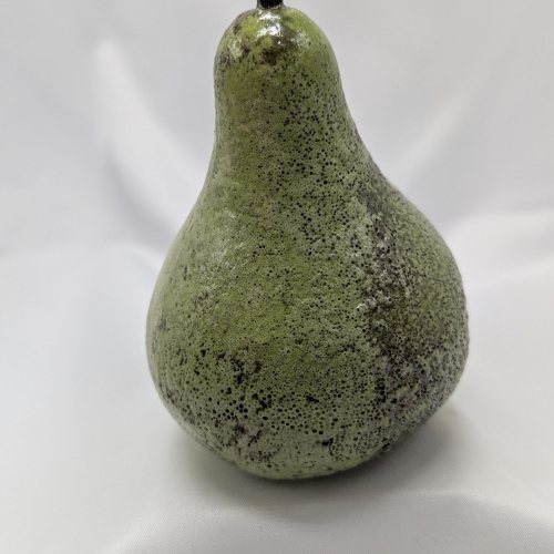 Bright Green Raku Pear