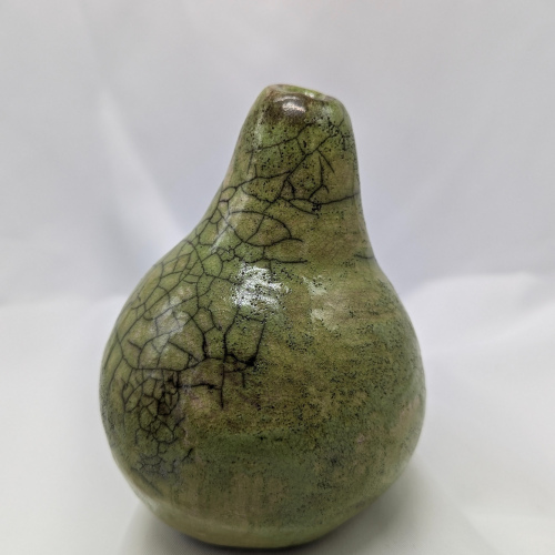 Bright Green Raku Pear